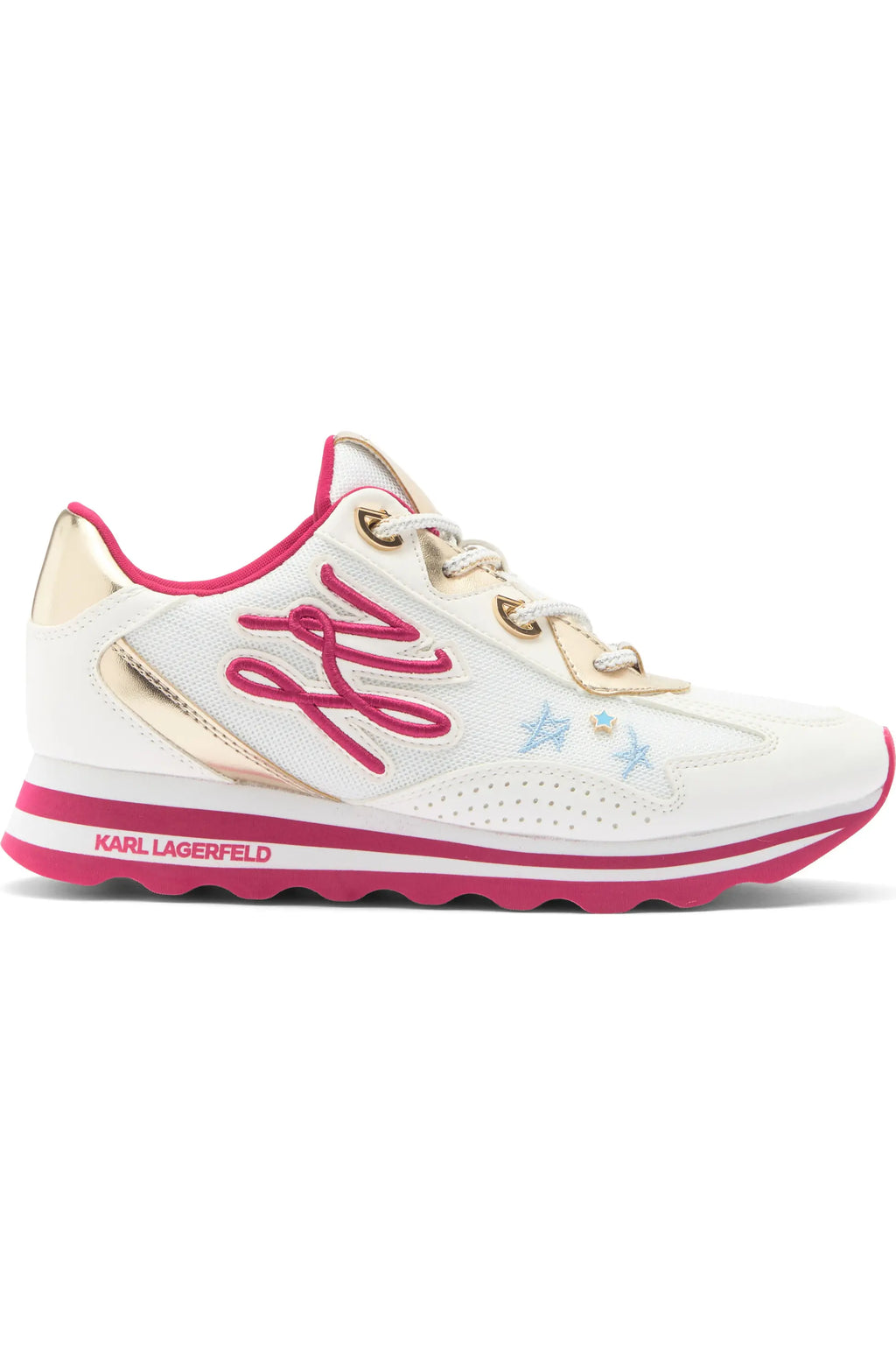Karl Lagerfeld Paris – Women's Masrina Lace-Up Sneakers (White/Fuchsia)
