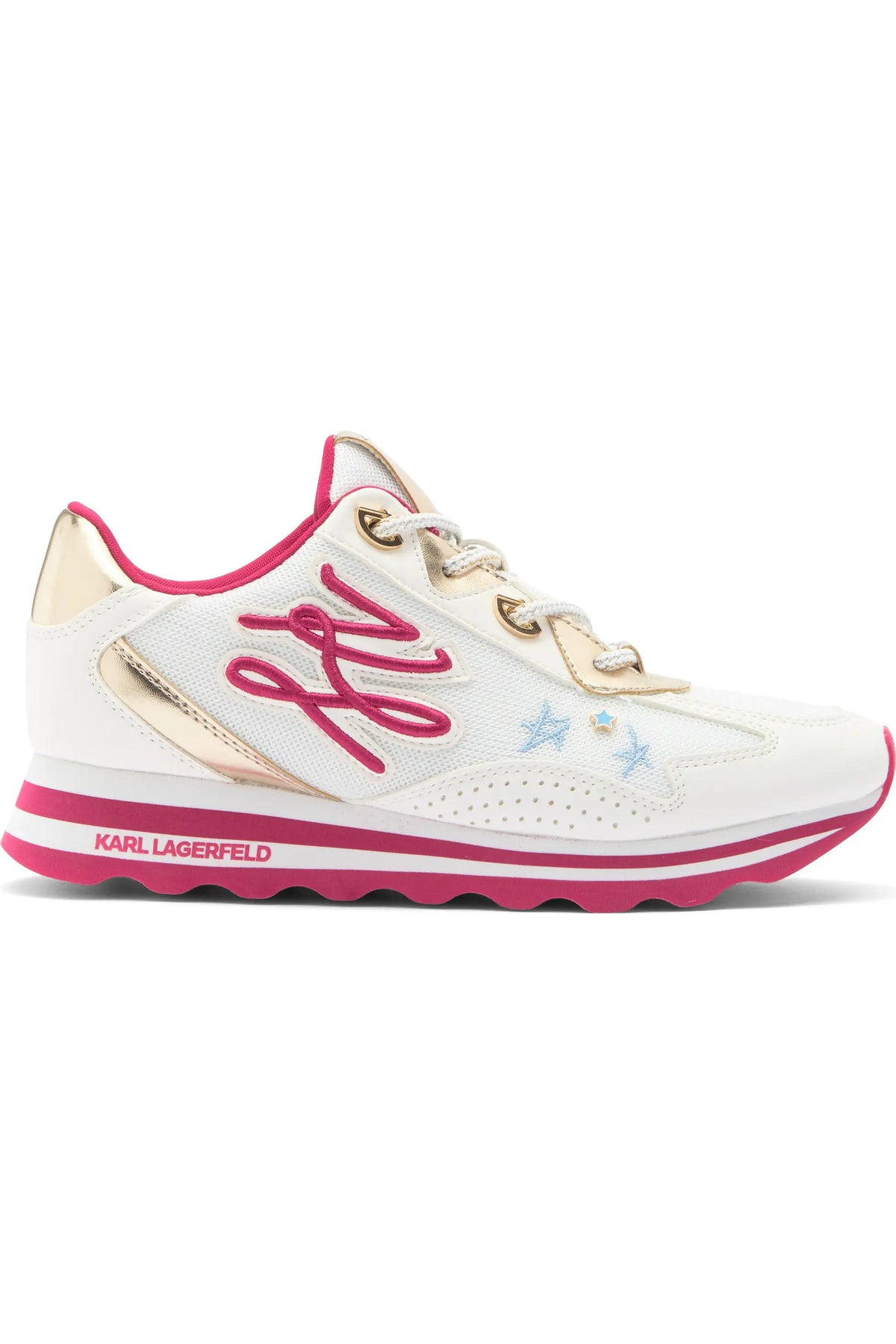 Karl Lagerfeld Paris – Women's Masrina Lace-Up Sneakers (White/Fuchsia)