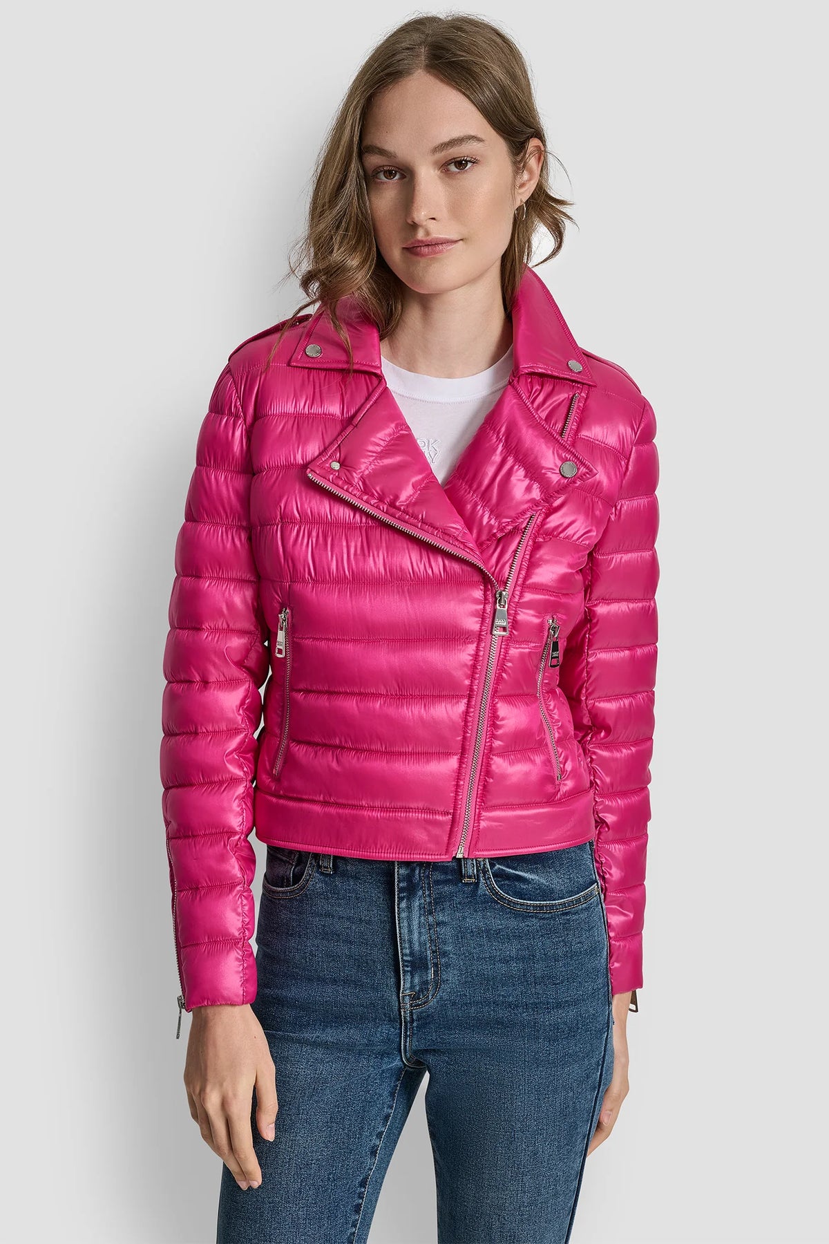 DKNY MOTO-STYLE PUFFER JACKET