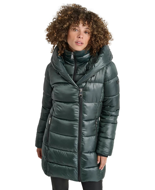 DKNY - Asymmetric Bib Packable Quilted Coat