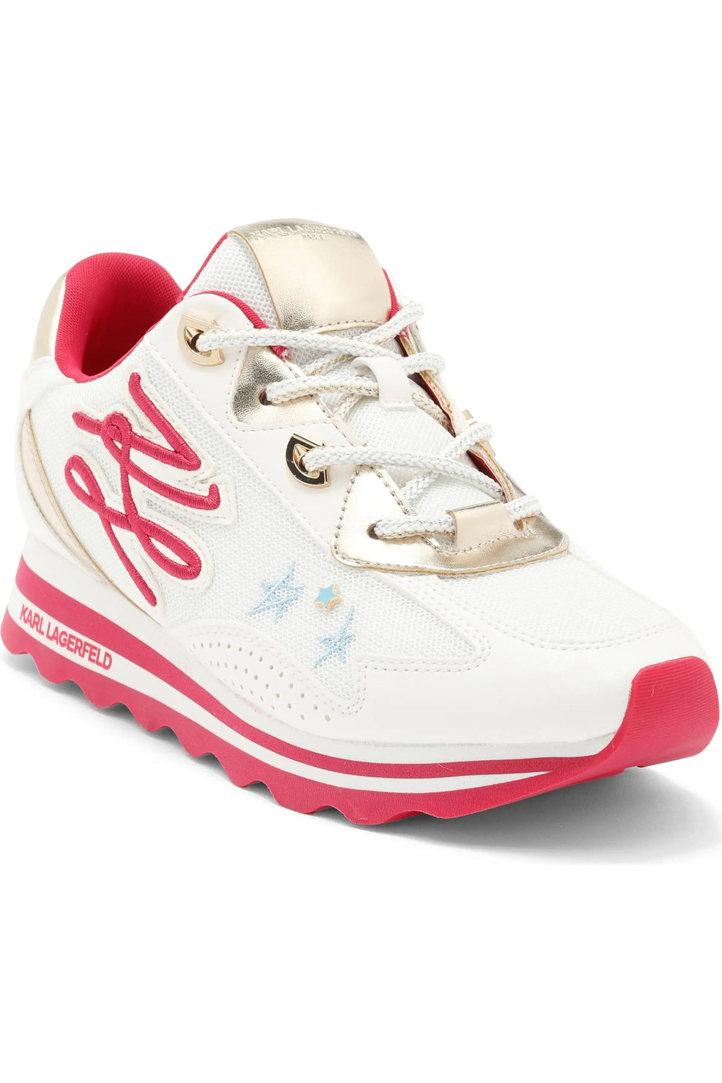 Karl Lagerfeld Paris – Women's Masrina Lace-Up Sneakers (White/Fuchsia)