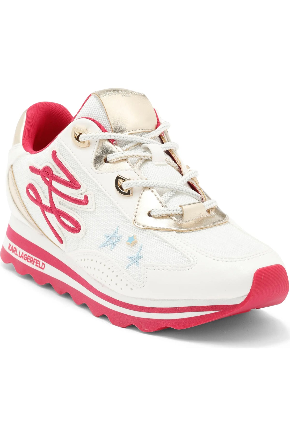 Karl Lagerfeld Paris – Women's Masrina Lace-Up Sneakers (White/Fuchsia)