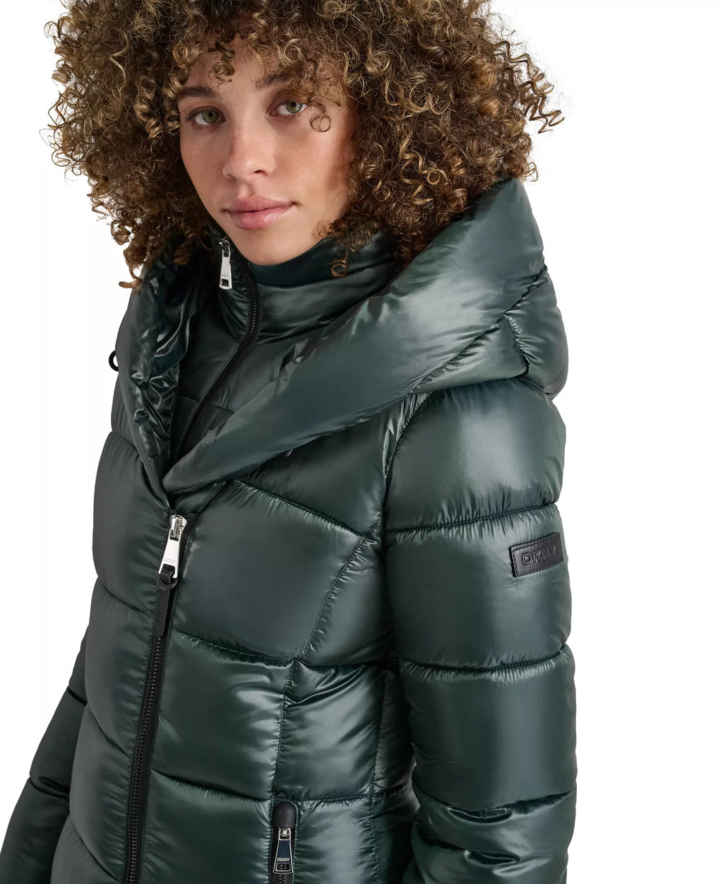 DKNY - Asymmetric Bib Packable Quilted Coat