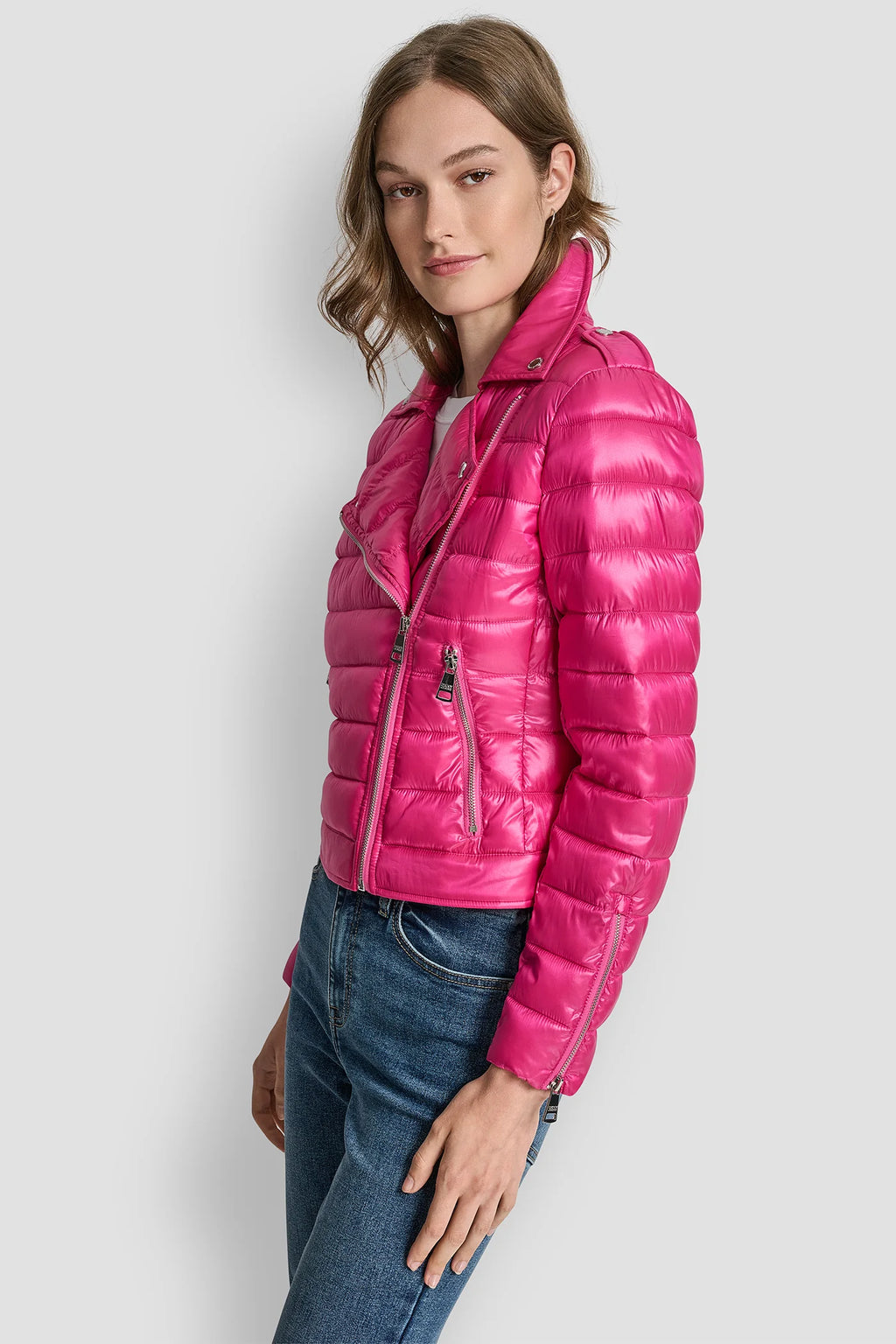 DKNY MOTO-STYLE PUFFER JACKET