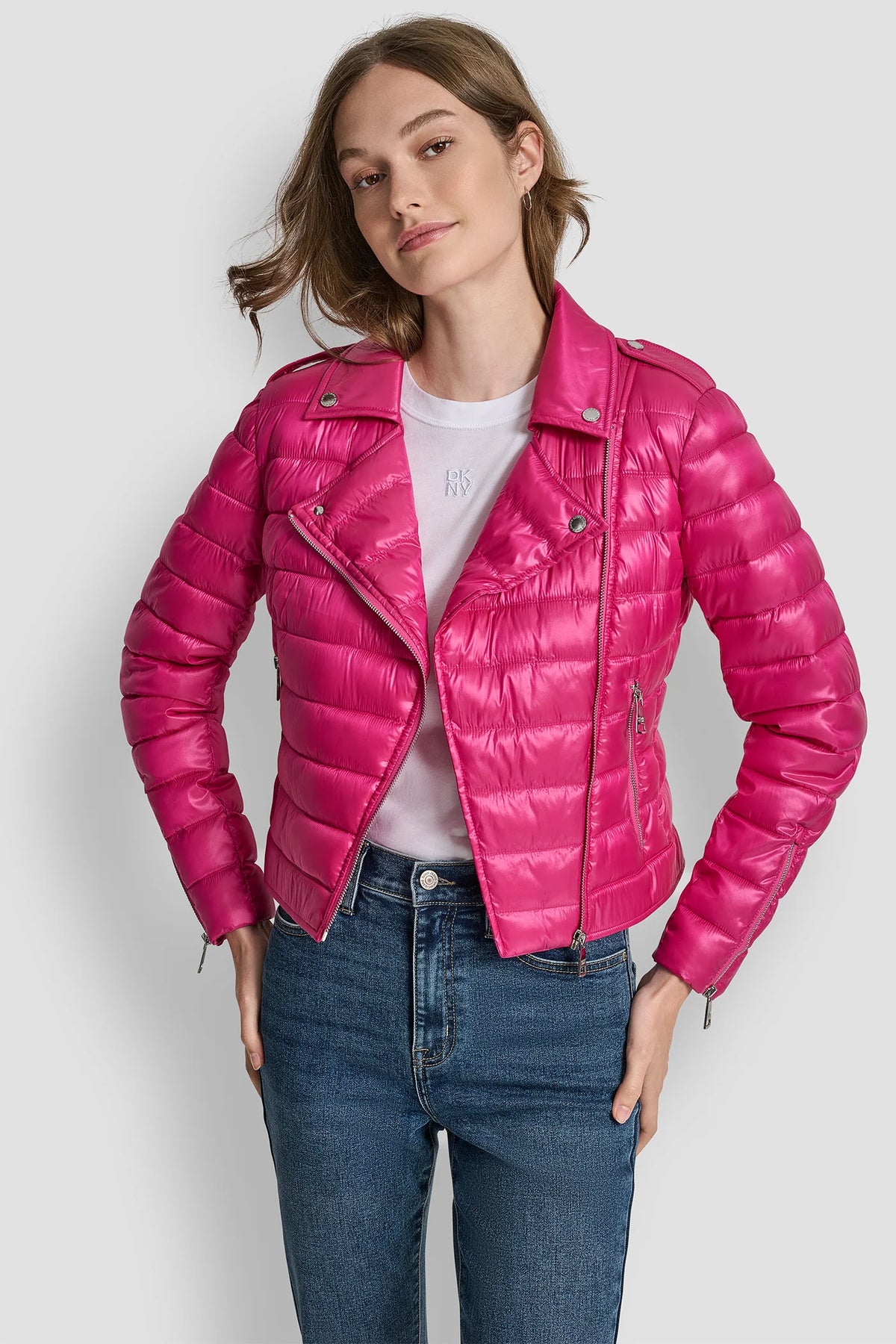 DKNY MOTO-STYLE PUFFER JACKET