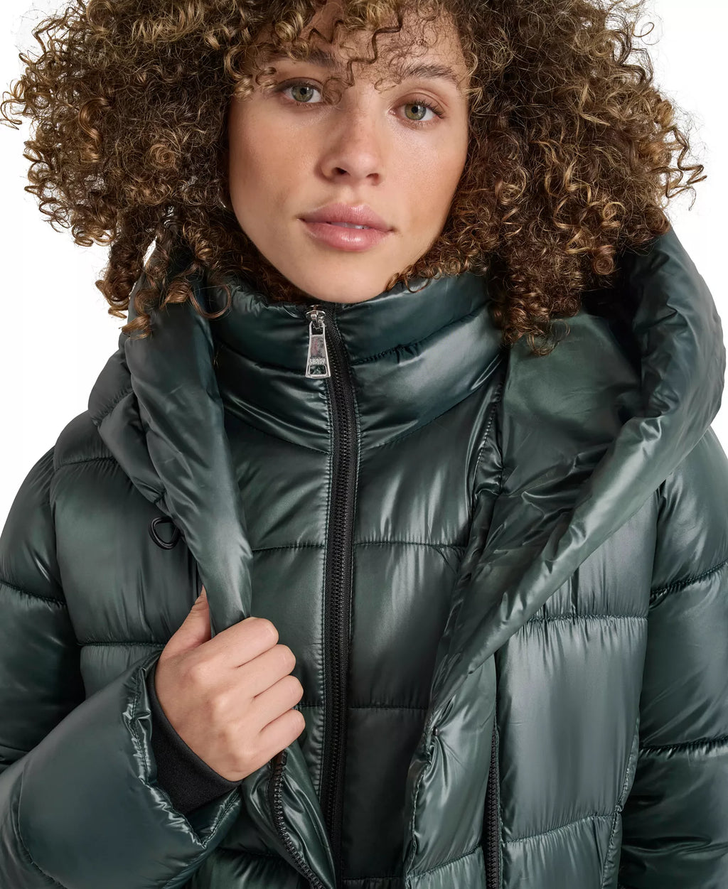 DKNY - Asymmetric Bib Packable Quilted Coat