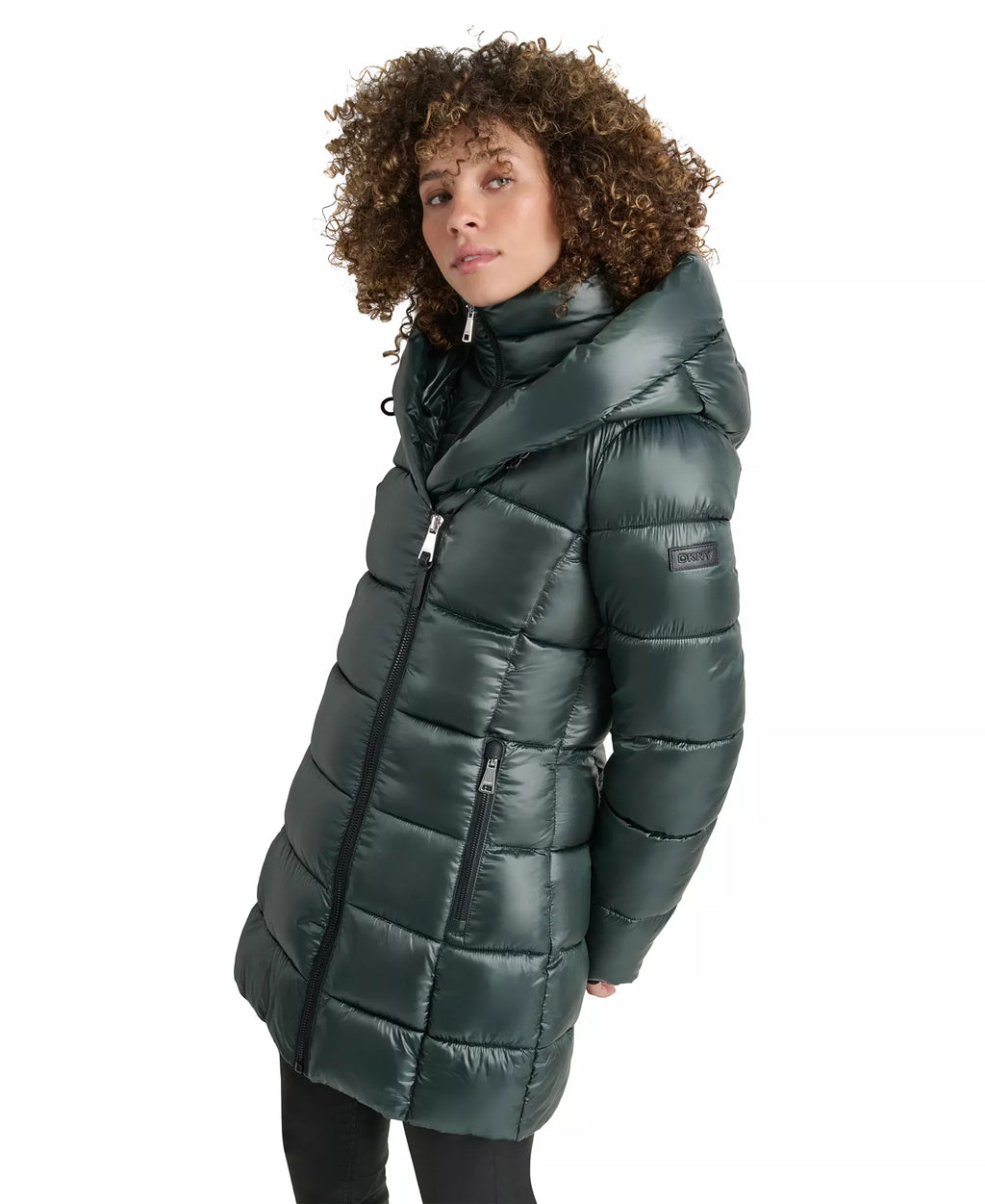 DKNY - Asymmetric Bib Packable Quilted Coat